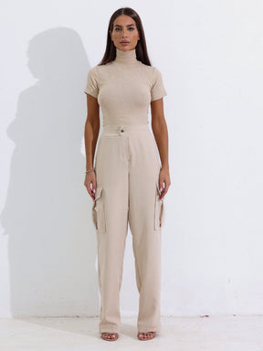 Calça Cargo Alfaiataria Clássica Cintura Média com Bolsos Renata