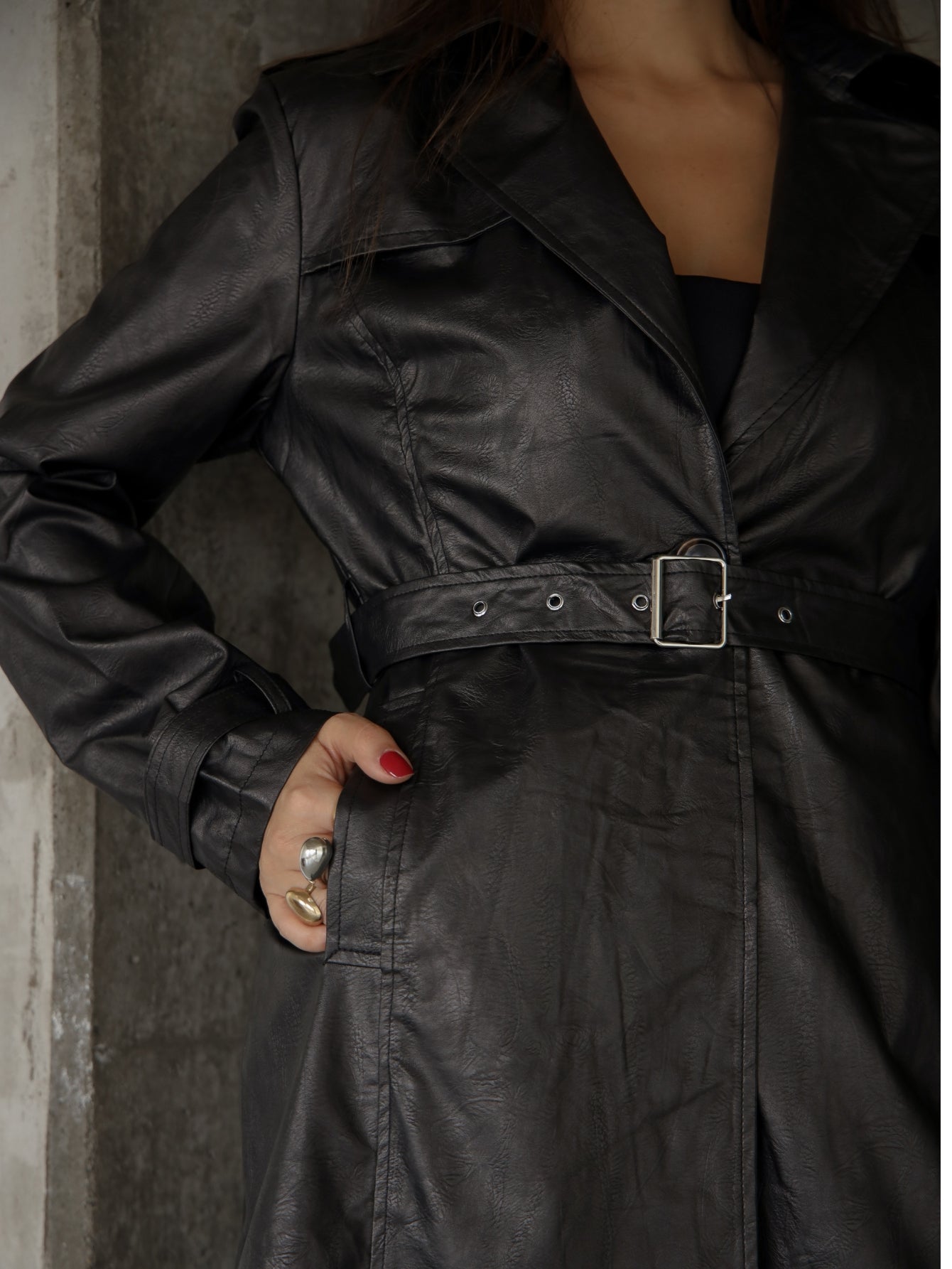 Sobretudo Couro Jersey