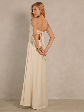 Vestido Longo Mayara em Alfaiataria Sensoriale – Tomara que Caia com Laço nas Costas