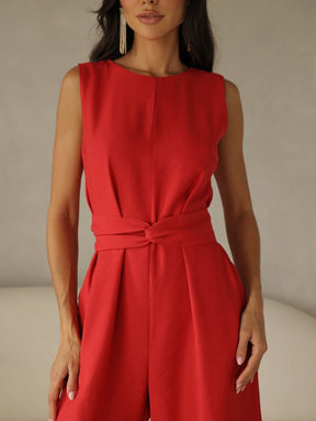 Macacão Pantalona Feminino Alfaiataria com Amarração Sandra