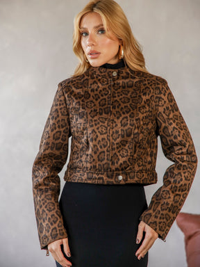 Jaqueta Slim Classica Animal Print Ravena
