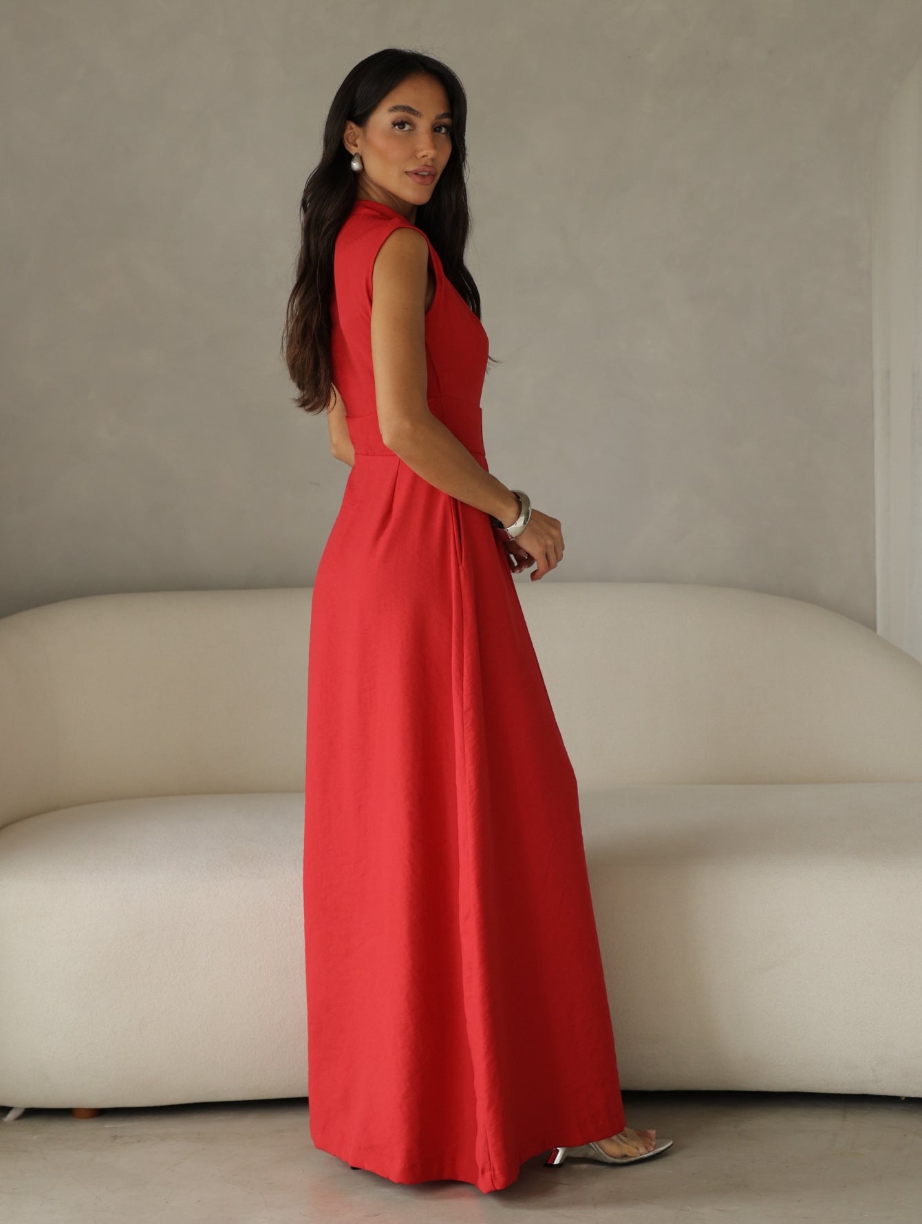 Vestido Longo Alfaiataria com Zíper Frontal Rosalia