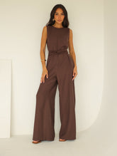 Macacão Pantalona Feminino Alfaiataria com Amarração Sandra