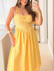 Vestido Midi Laise com Bojo e Elastico Grace