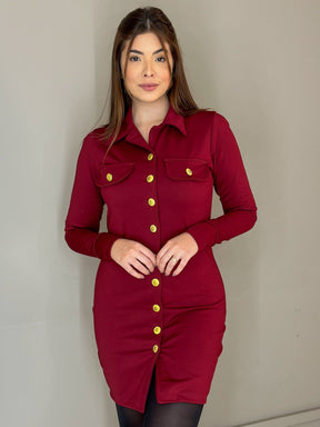 Vestido Curto Botoes dourados estruturado Betina