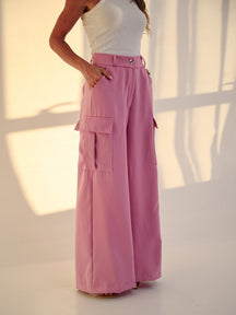 Calça Cargo Pantalona Alfaiataria  Raquel