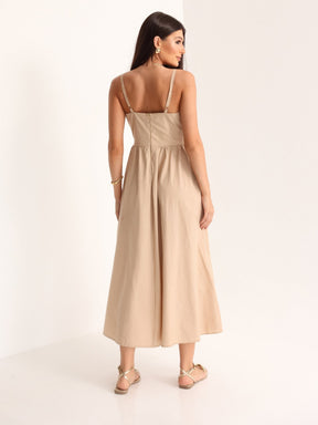 Vestido Midi Tricoline com bolso Samanta