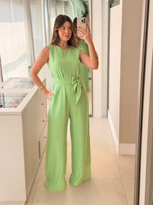 Macacão Pantalona Feminino Alfaiataria com Amarração Sandra