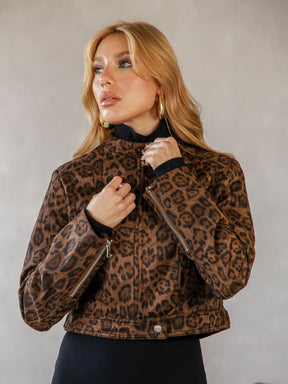 Jaqueta Slim Classica Animal Print Ravena