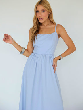 Vestido Midi Tricoline com bolso Samanta
