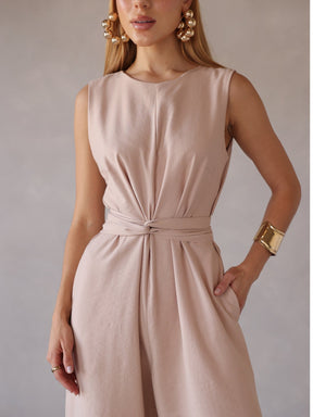 Macacão Pantalona Feminino Alfaiataria com Amarração Sandra