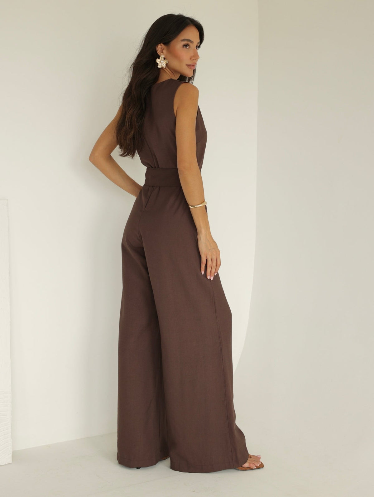 Macacão Pantalona Feminino Alfaiataria com Amarração Sandra