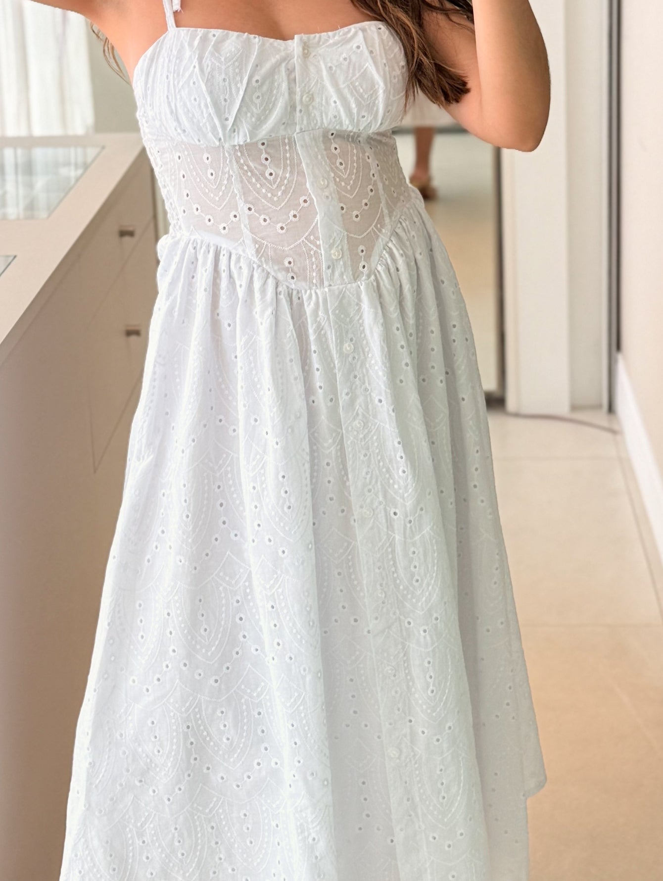 Vestido Midi Laise com Bojo e Elastico Grace