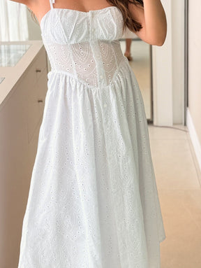 Vestido Midi Laise com Bojo e Elastico Grace