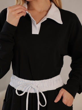 Conjunto Moletim Premium Calca Wide Blusa Gola V  Beca