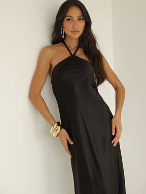 Vestido midi acetinado Sleep dress elegante e confortável Wendy
