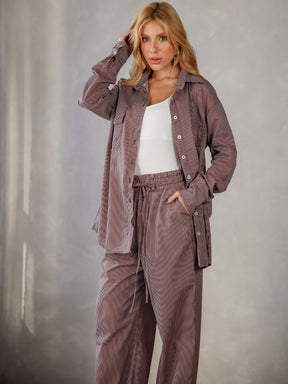 Conjunto Camisa e Calca Reta Tricoline Carla