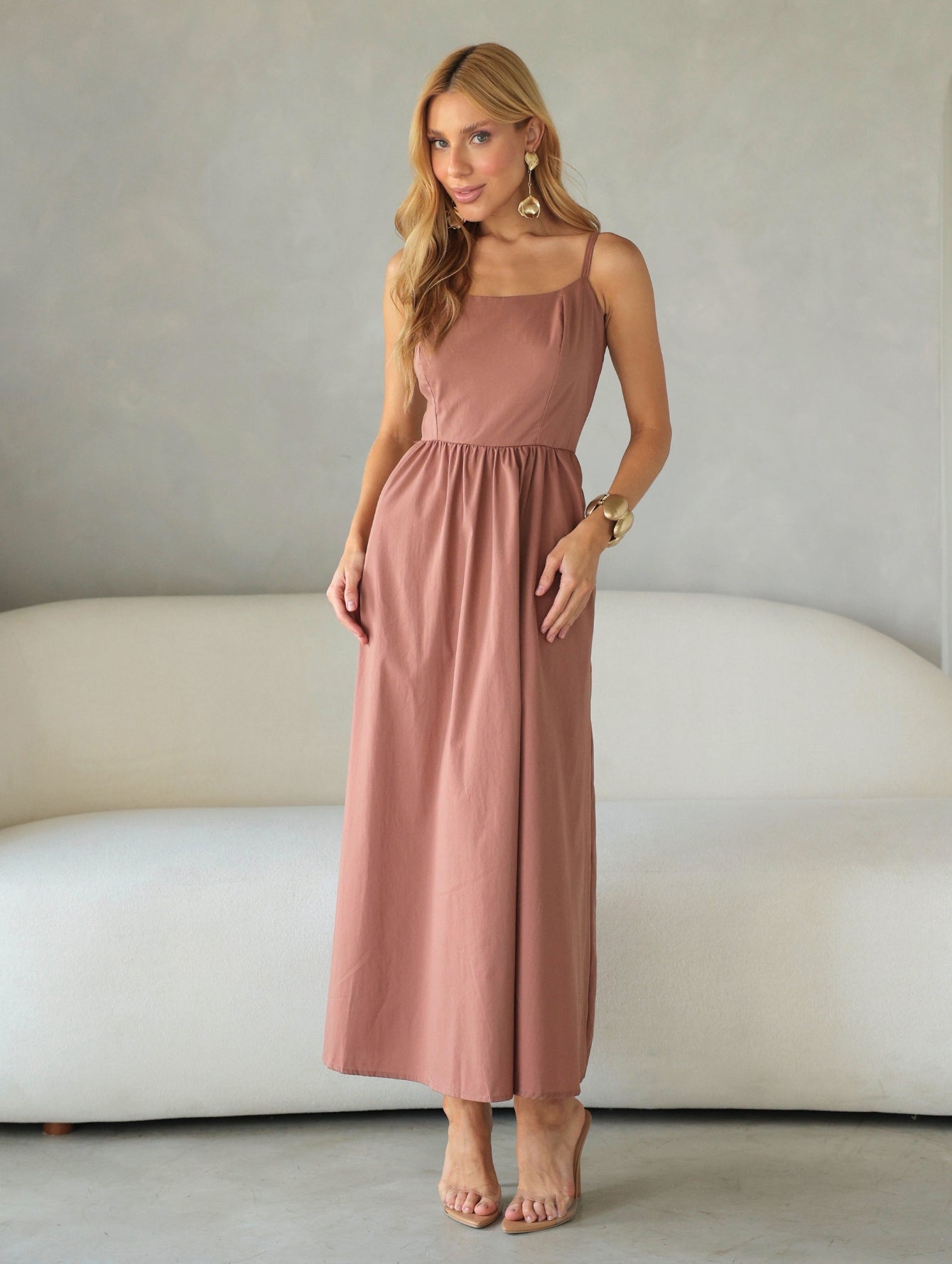 Vestido Midi Tricoline com bolso Samanta