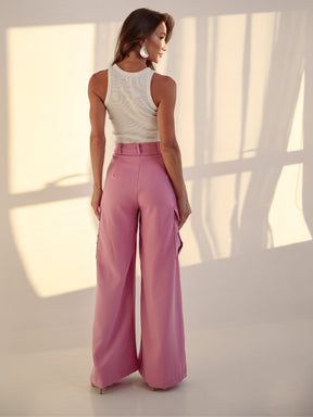 Calça Cargo Pantalona Alfaiataria  Raquel