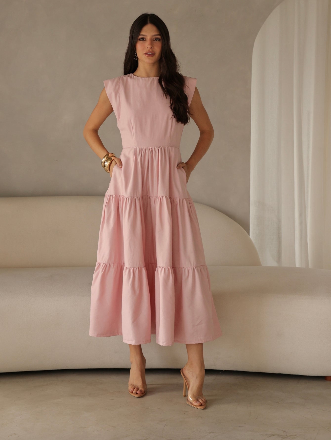 Vestido Midi Alfaiataria Manga Muscle Tee Brenda