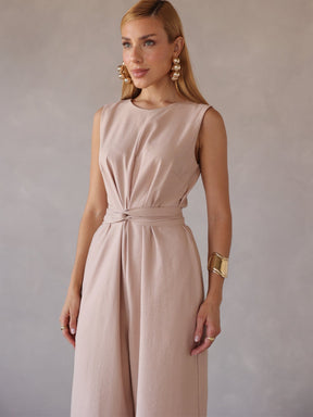 Macacão Pantalona Feminino Alfaiataria com Amarração Sandra