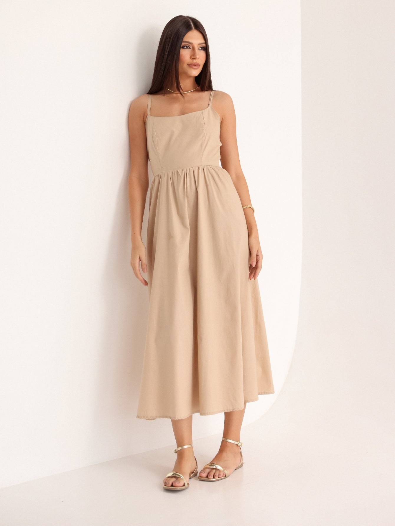 Vestido Midi Tricoline com bolso Samanta