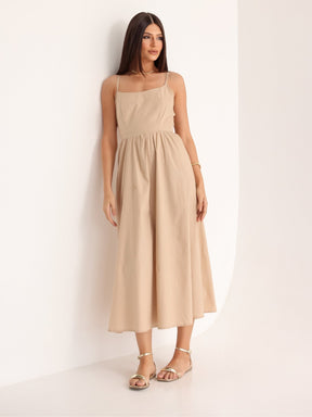Vestido Midi Tricoline com bolso Samanta