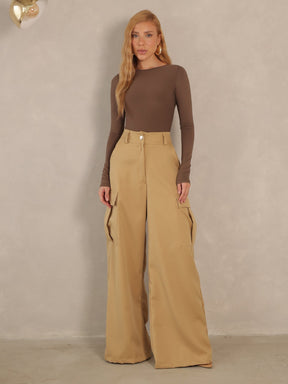 Calça Cargo Pantalona Alfaiataria  Raquel