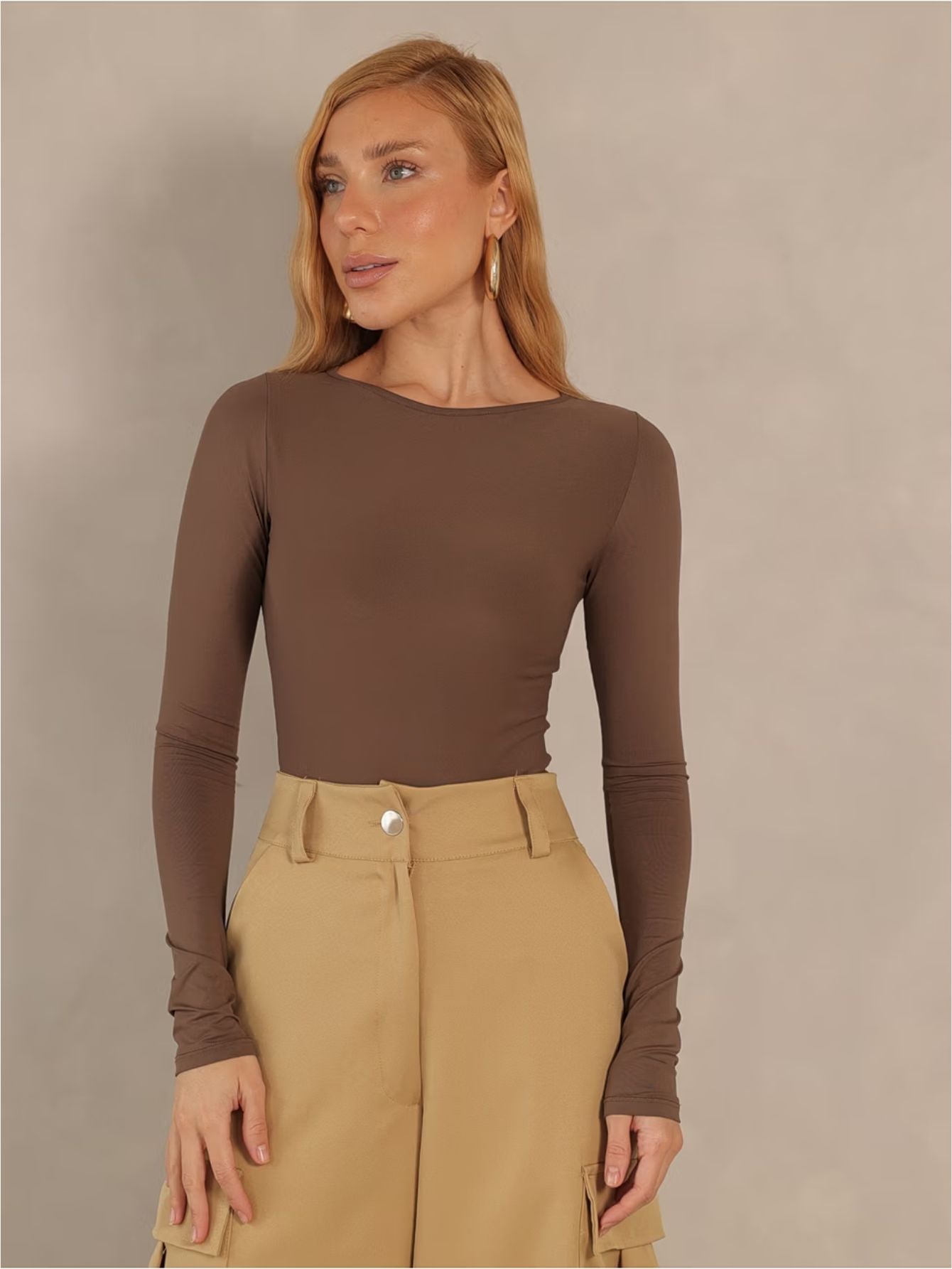 Body Feminino Poliamida Manga Longa Amber