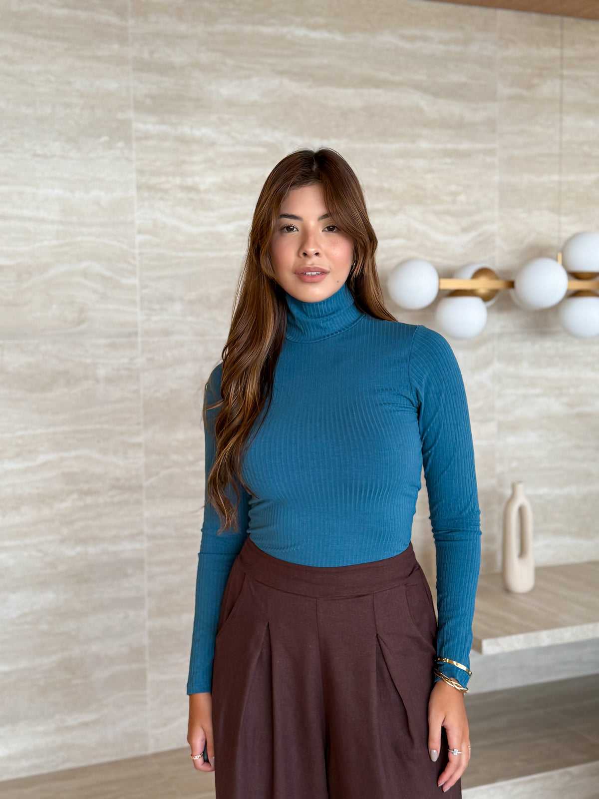 Blusa Canelada Manga Longa viscose