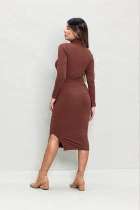 Vestido Canelado Gola Alta Cacharrel Anabel