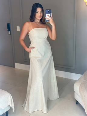 Vestido Longo de Linho Tomara que Caia Mayara