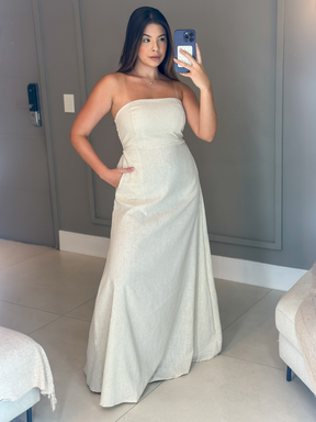 Vestido Longo de Linho Tomara que Caia Mayara