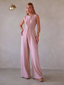 Macacão Pantalona Feminino Alfaiataria com Amarração Sandra