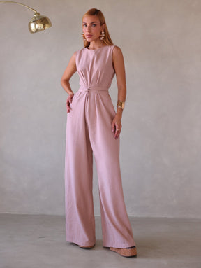 Macacão Pantalona Feminino Alfaiataria com Amarração Sandra