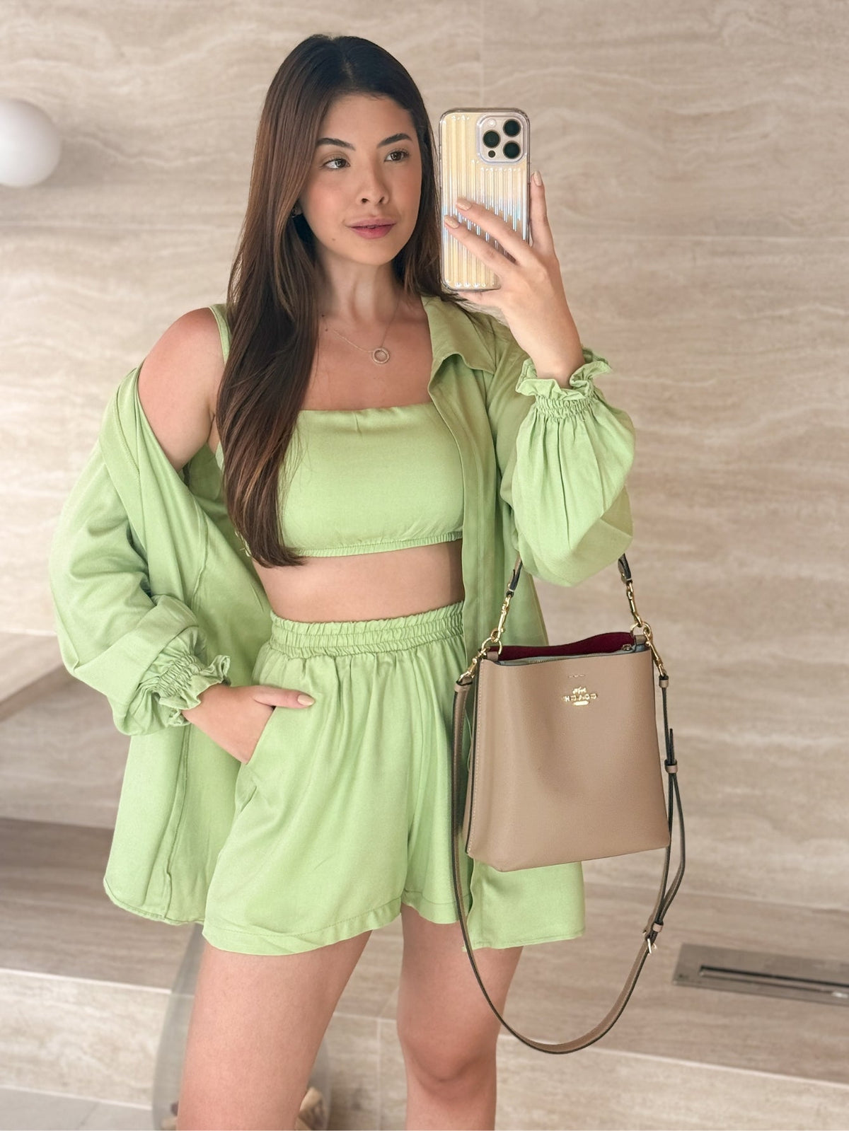 Conjunto Comfy Cropped + Short + Kimono Casual Marcela