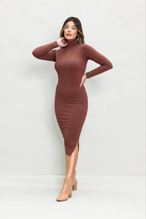 Vestido Canelado Gola Alta Cacharrel Anabel