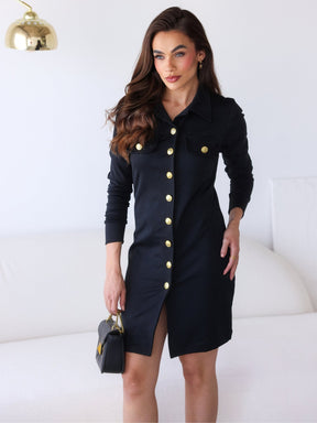 Vestido Curto Botoes dourados estruturado Betina