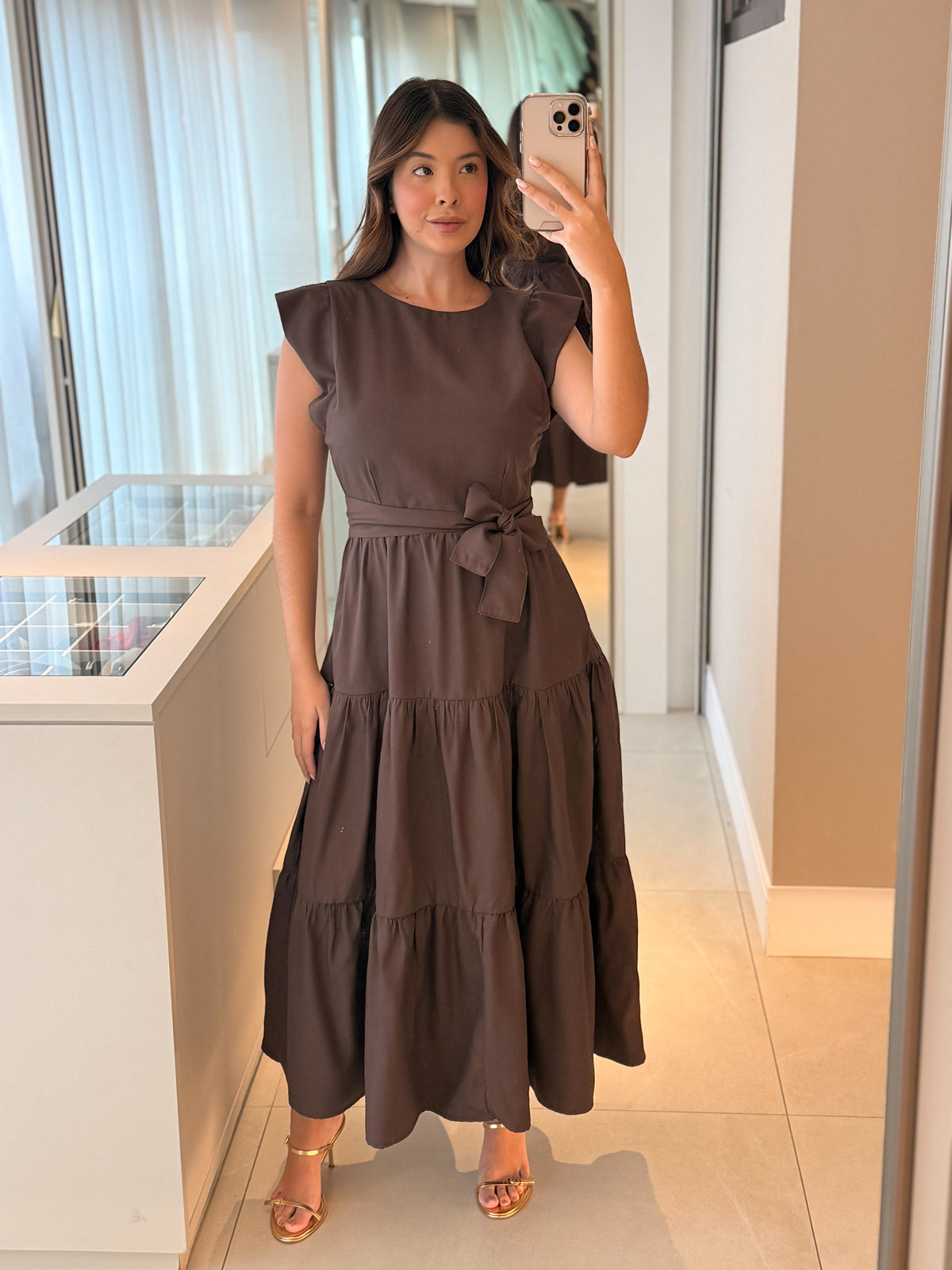 Vestido Midi Alfaiataria Manga Muscle Tee Brenda