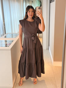Vestido Midi Alfaiataria Manga Muscle Tee Brenda