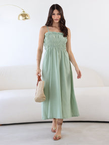 Vestido Longo Busto Elastex Linho Ariel