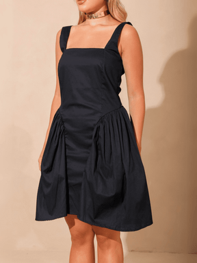 Vestido Celeste em Tricoline com Elastano