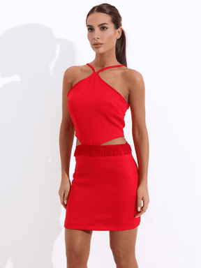 Vestido Cíntia Curto de Alfaiataria com Recortes