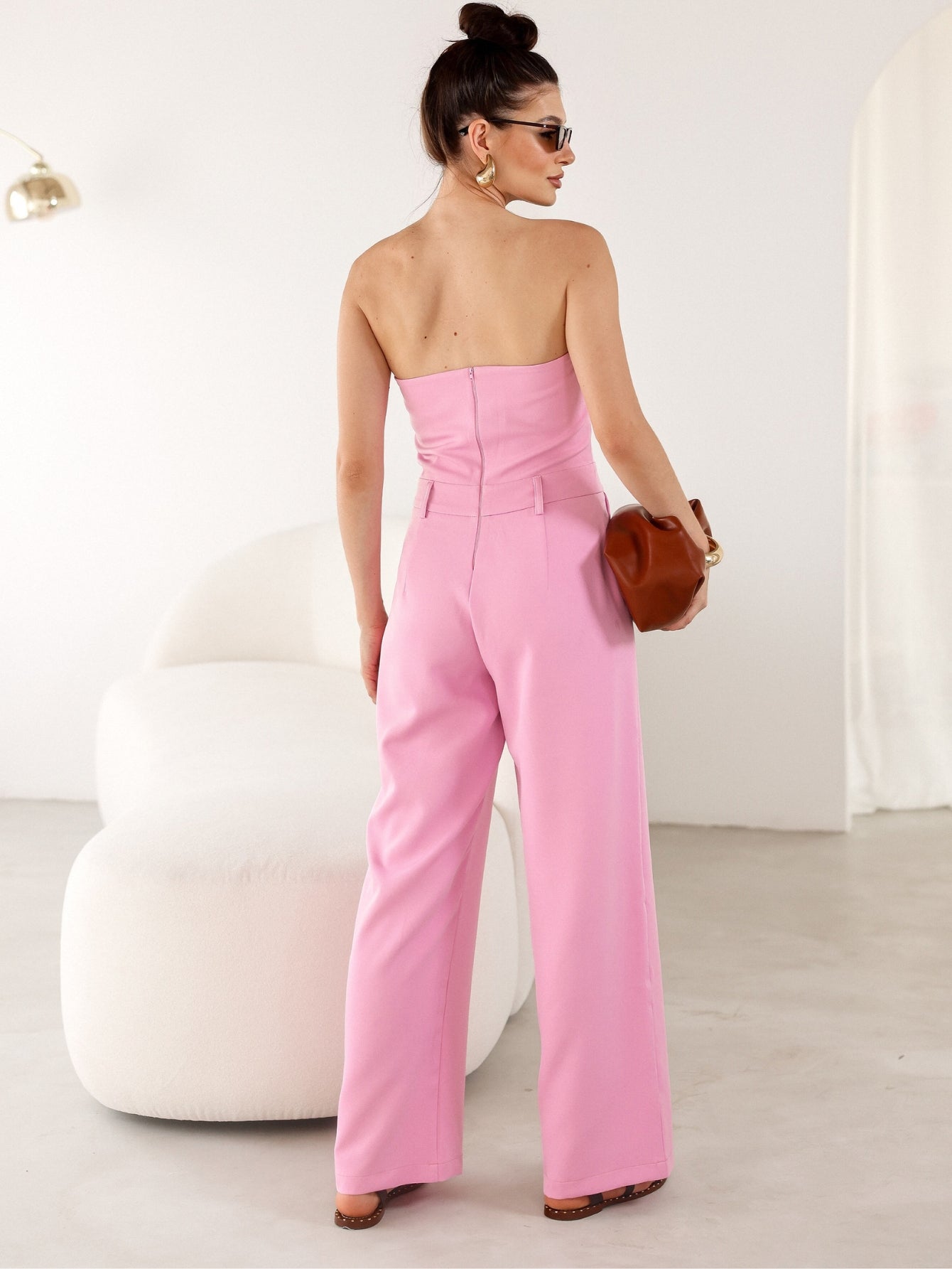 Macacão Alfaiataria tomara que caia calca reta Cecília