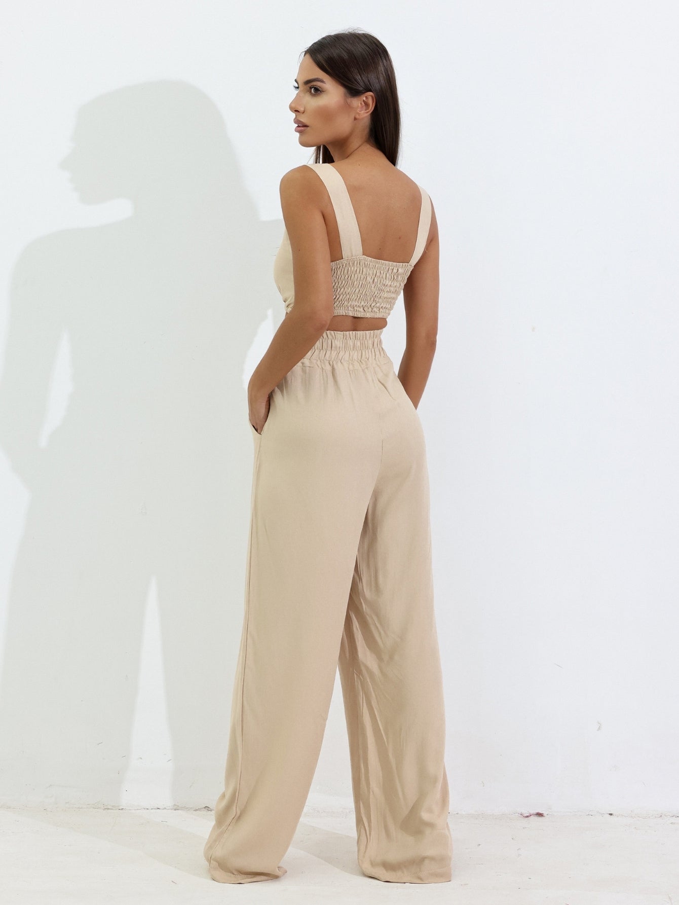 Conjunto Feminino Luna 3 Peças em Twill – Kimono, Calça Pantalona e Top