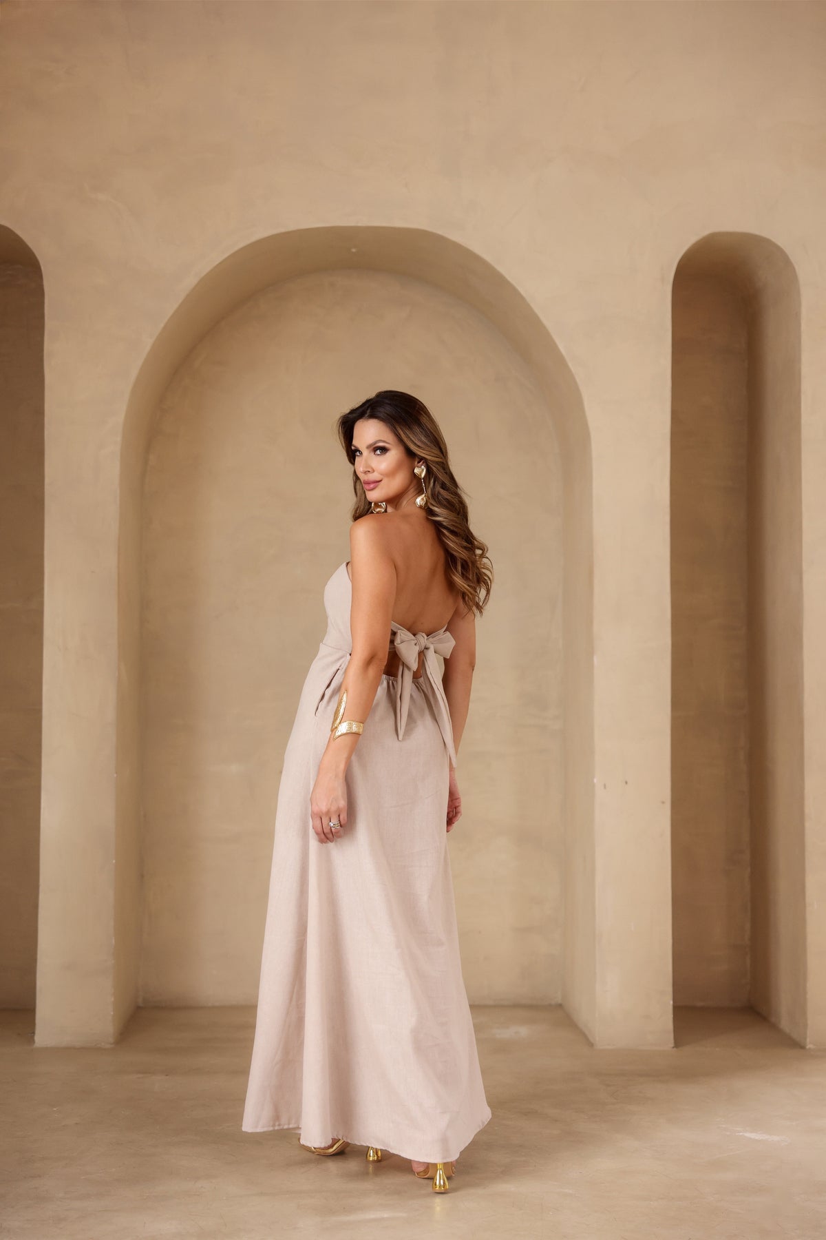 Vestido Longo de Linho Tomara que Caia Mayara