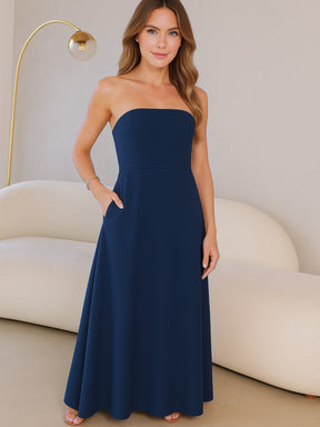 Vestido Longo Mayara em Alfaiataria Sensoriale – Tomara que Caia com Laço nas Costas