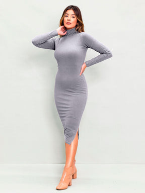 Vestido Canelado Gola Alta Cacharrel Anabel