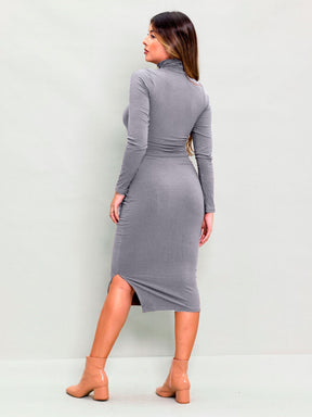 Vestido Canelado Gola Alta Cacharrel Anabel