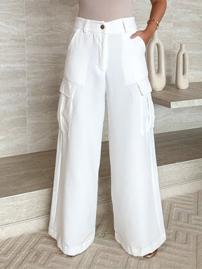 Calça Cargo Pantalona Alfaiataria  Raquel